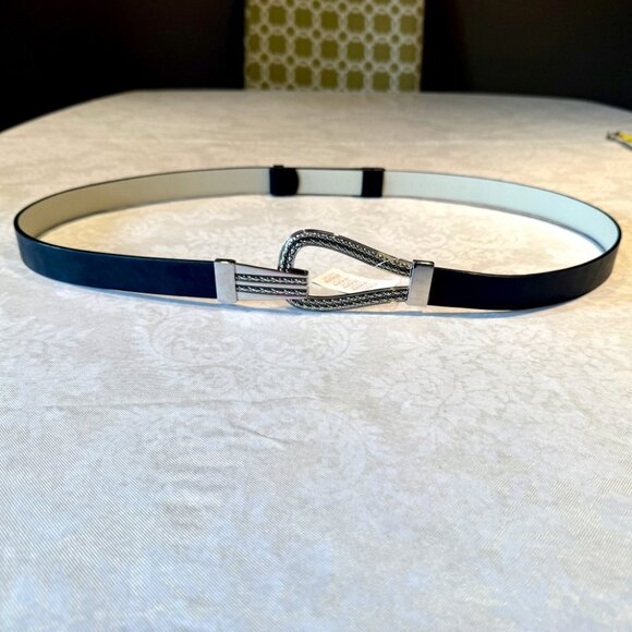 Chico’s Adjustable Belt – Black w/ Antiqued Silver Tear Drop Clasp – NWT - Picture 4 of 13